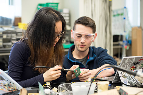 Biomedical Engineering students working on a project