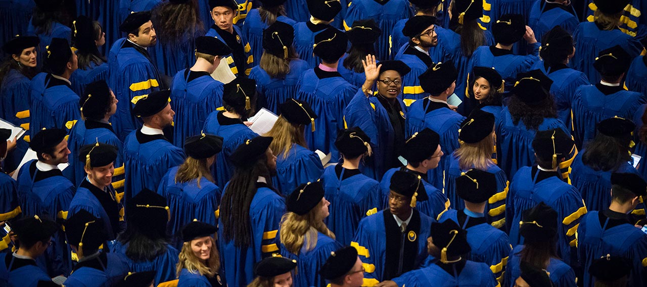 Doctoral degree students at commencement.