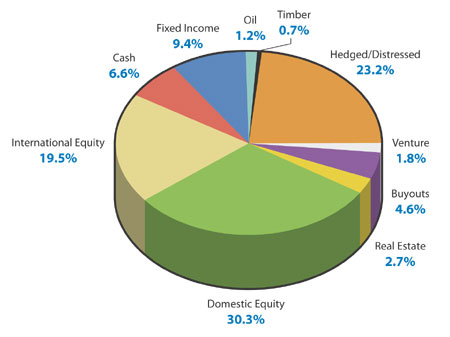 pie chart with percentages of asset allocation for 2005