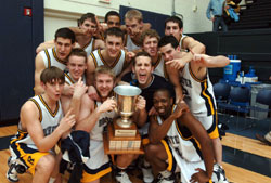 basketball team celebrates win