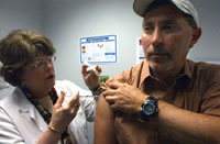 patient receives flu vaccine