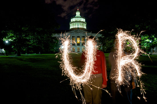 UofR written with fireworks