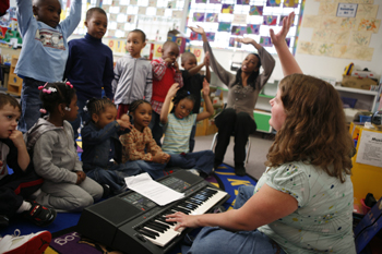 music teacher with students