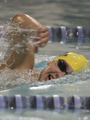 Patrick Messmer swam the third leg for the winning 400 yard freestyle relay team.