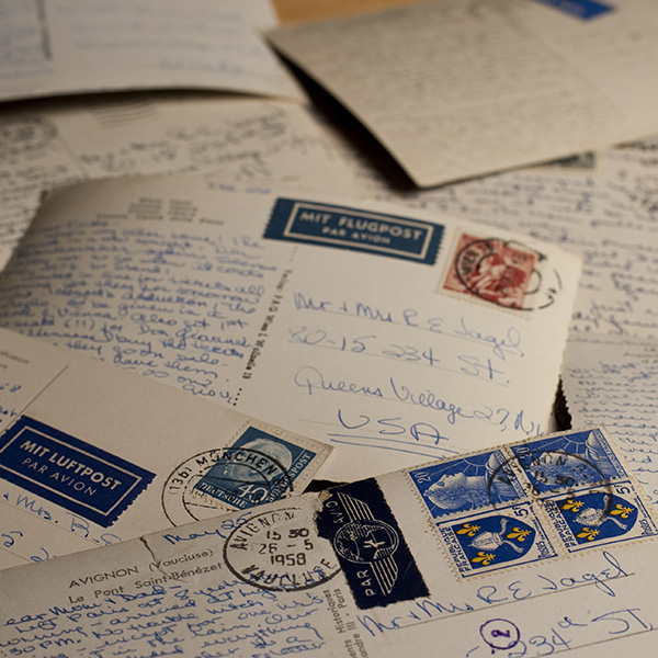 A collage of postcards.