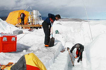 Ice sampling in West Greenland.