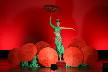 Members of the Chinese Dance Company of Rochester perform a piece titled, 'Red is Red, Green is Green'.