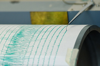 Seismograph at the University of Rochester following a magnitude 8.9 earthquake that originated off the coast of Japan March 11, 2011.