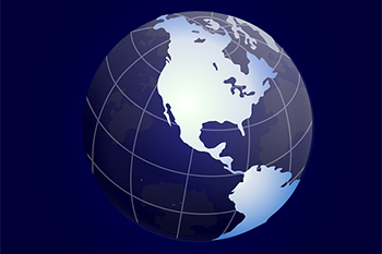 Globe featuring the western hemisphere of Earth.