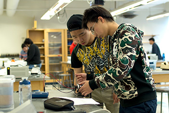 Students working on a physics project