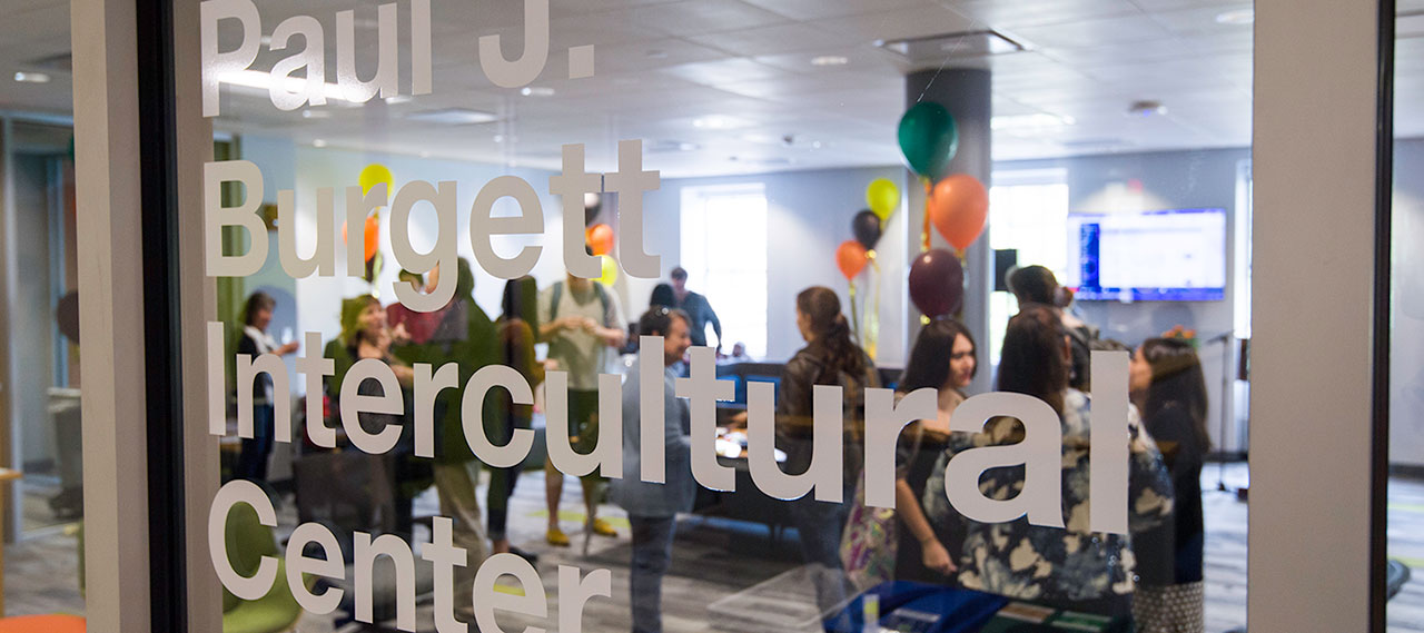 Looking into the Paul J. Burgett Intercultural Center.