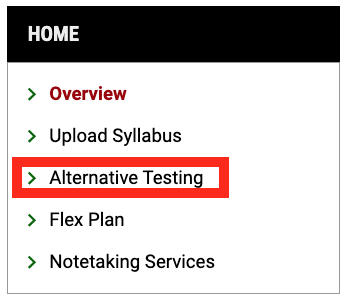 Screenshot of instructor profile overview with red box around the alternative testing option.