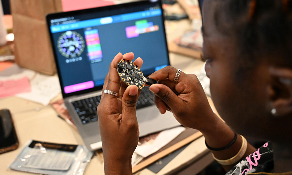 A student wokring on a project.