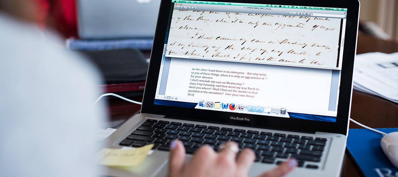 A student working on a literary translation project.