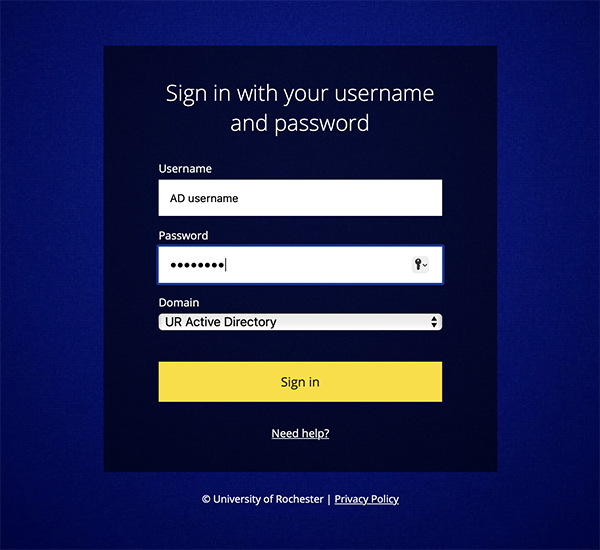login screen