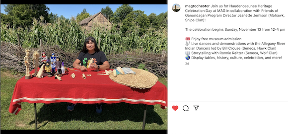 Memorial Art Gallery screenshot promoting Haudenosaunee Heritage Celebration Day