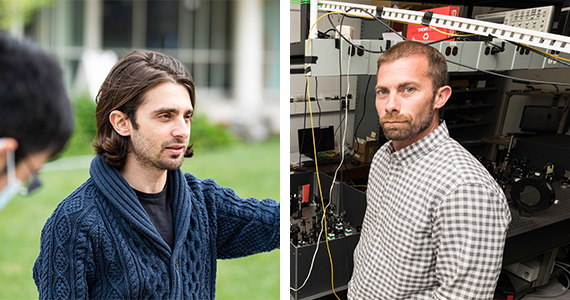 Side-by-side environmental portraits of Marc Porosoff and Nick Vamivakas