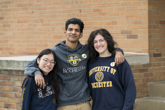 Cofounders Hana Zhang '26, Adarsh Mavathaveedu '24 and Keira Donnelly '26 pictured outside the school after a session.