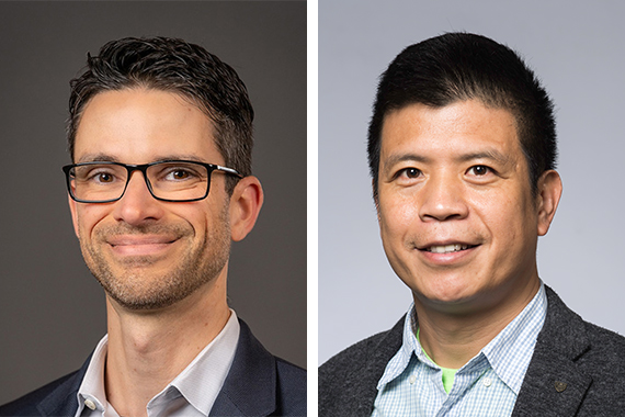 Headshots of Darren Lipomi, left, and Chen Ding, right.