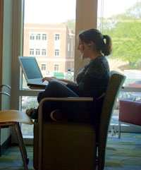 student using computer