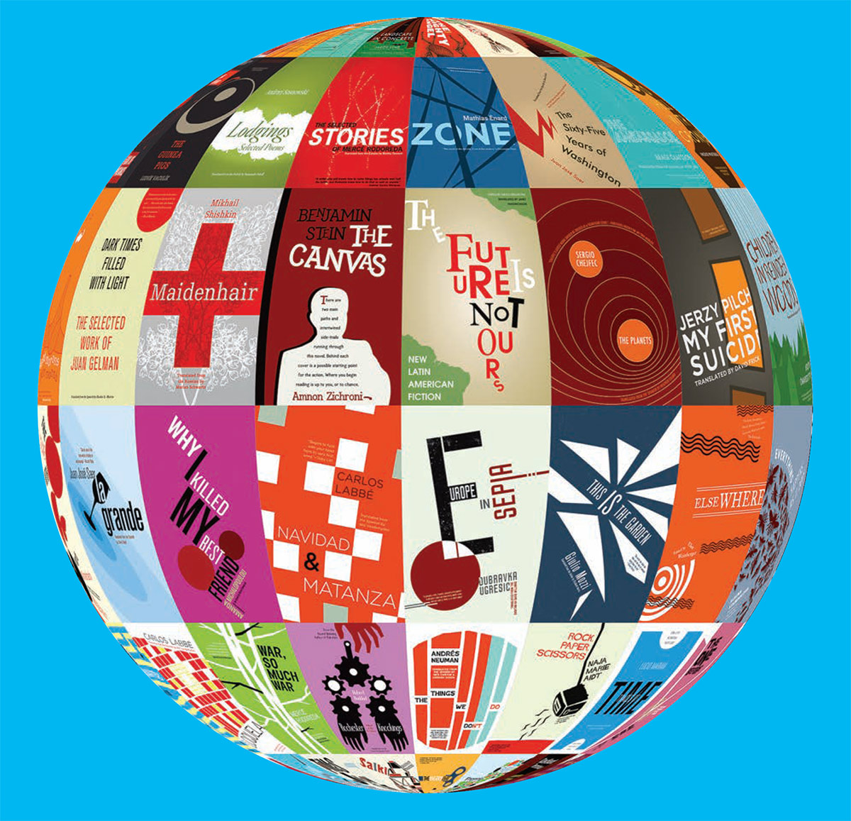 a globe made up of lots of images of book covers