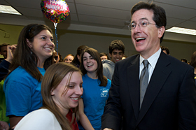 students with Stephen Colbert