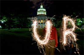 fireworks spell out U of R