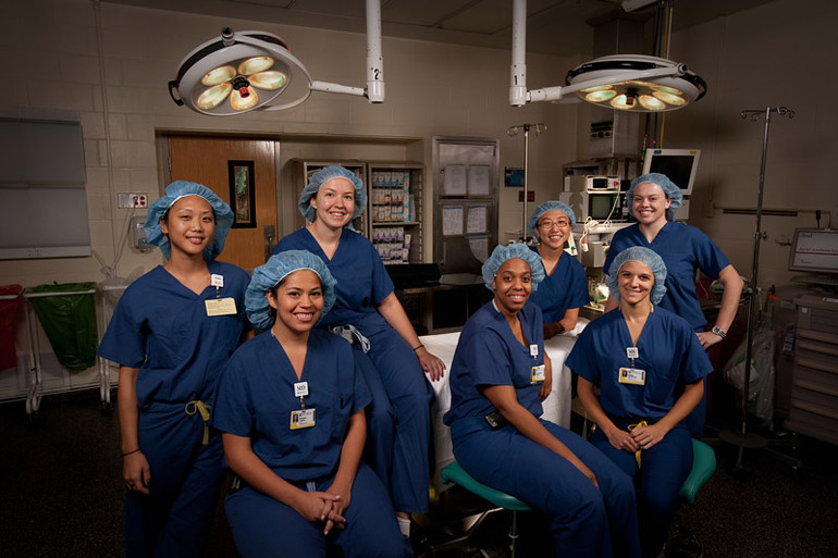 portrait of seven medical students
