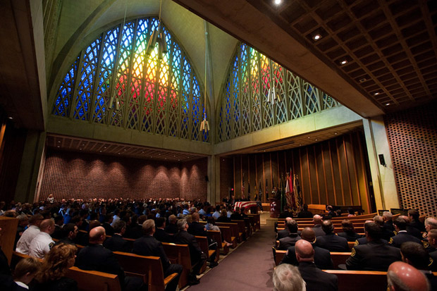 crowd inside Interfaith Chapel