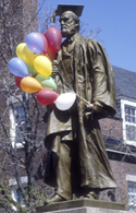 Anderson statue with balloons