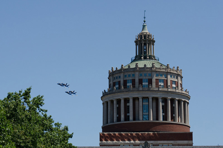 Blue Angels flying over campus
