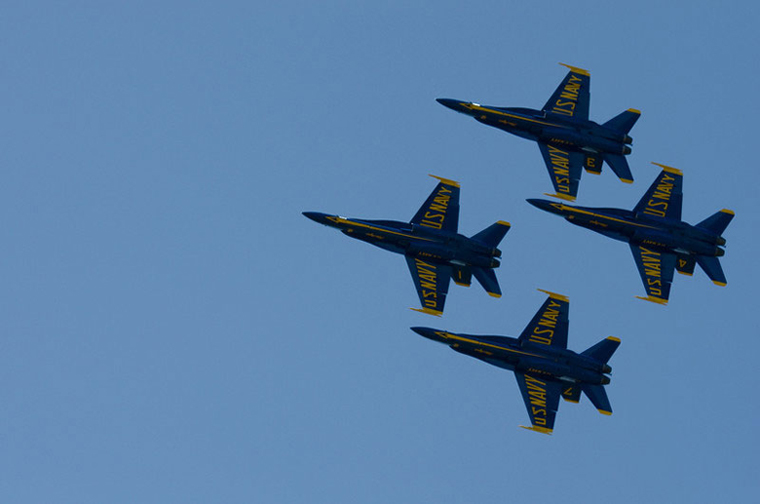 Blue Angels flying over campus