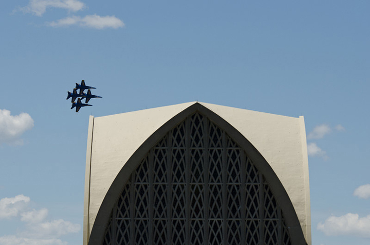 Blue Angels flying over campus