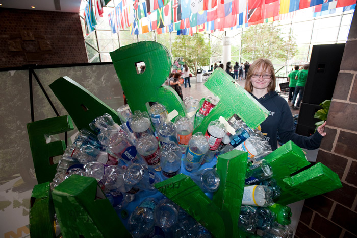 sculpture made of bottles