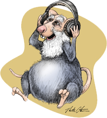 illustration of mouse wearing headphones