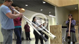 playing homemade instruments