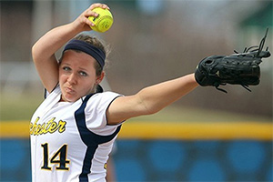 woman throwing a softball