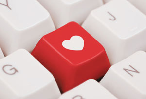 computer keyboard with heart key