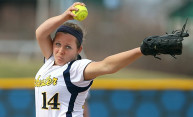 softball pitcher Elani Wechsler during the windup