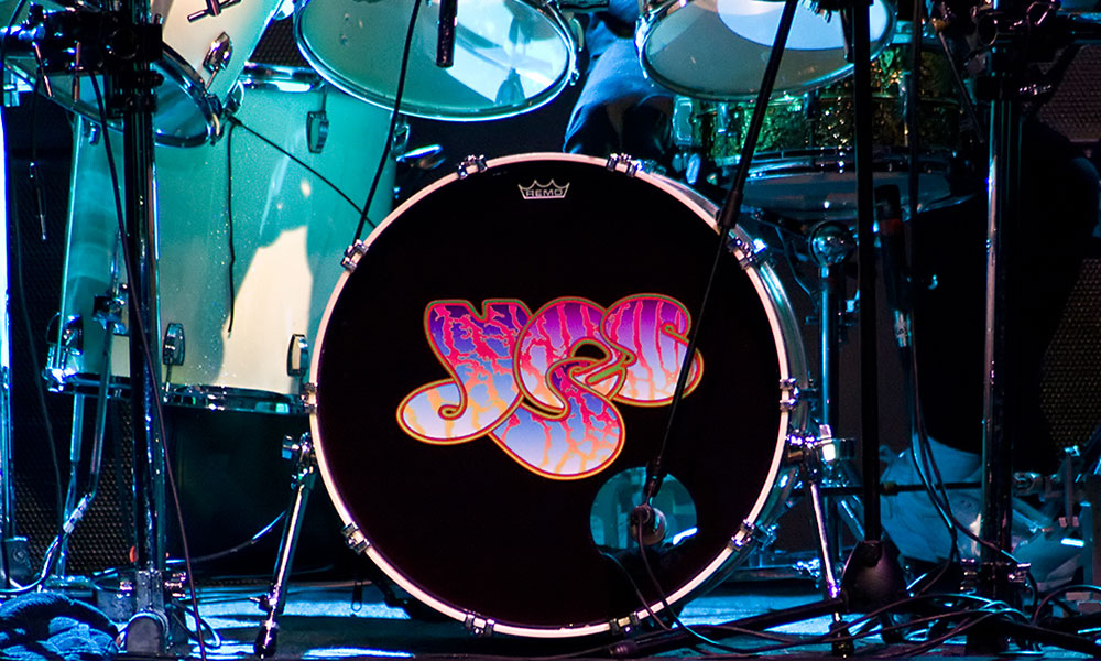 drumset with YES logo