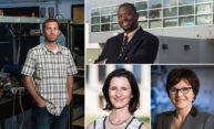 collage of portraits of four faculty