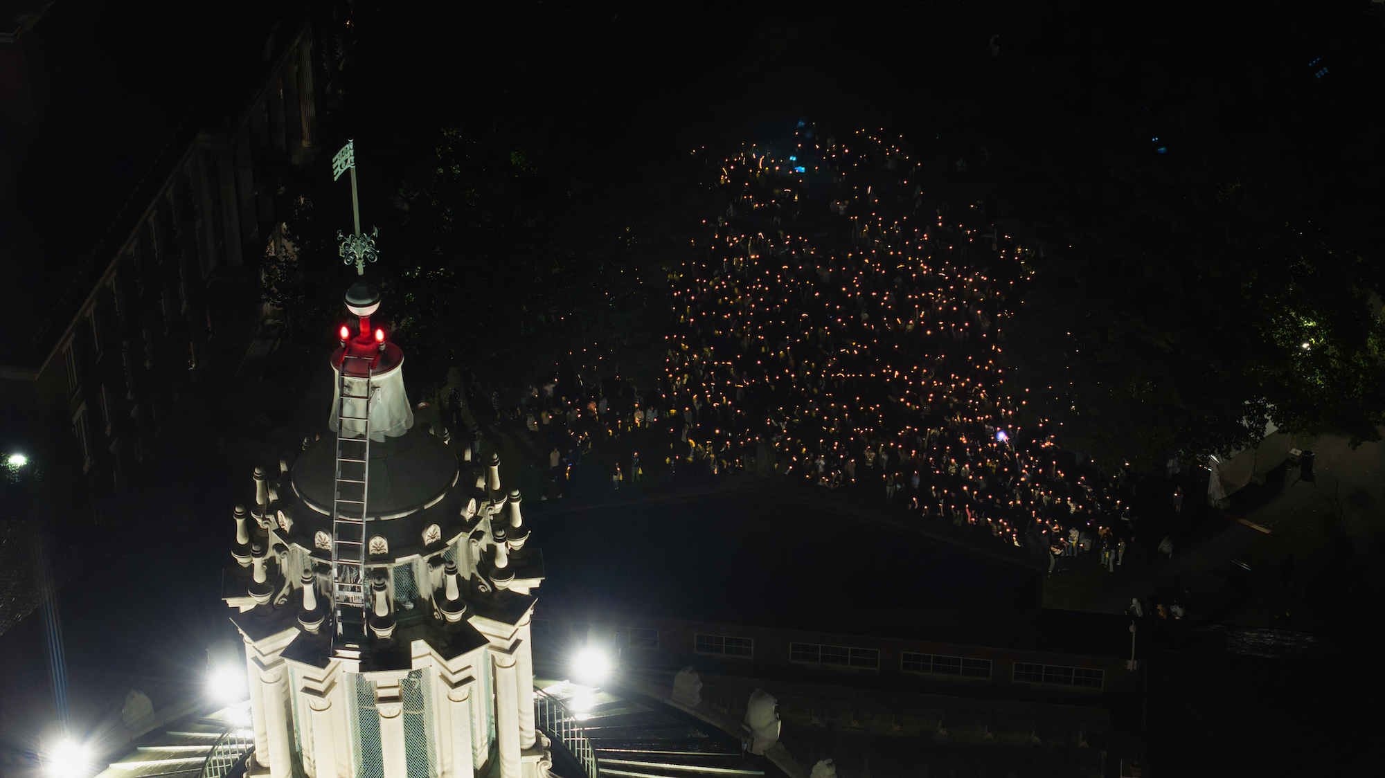 Drone photo of the candlelight ceremony