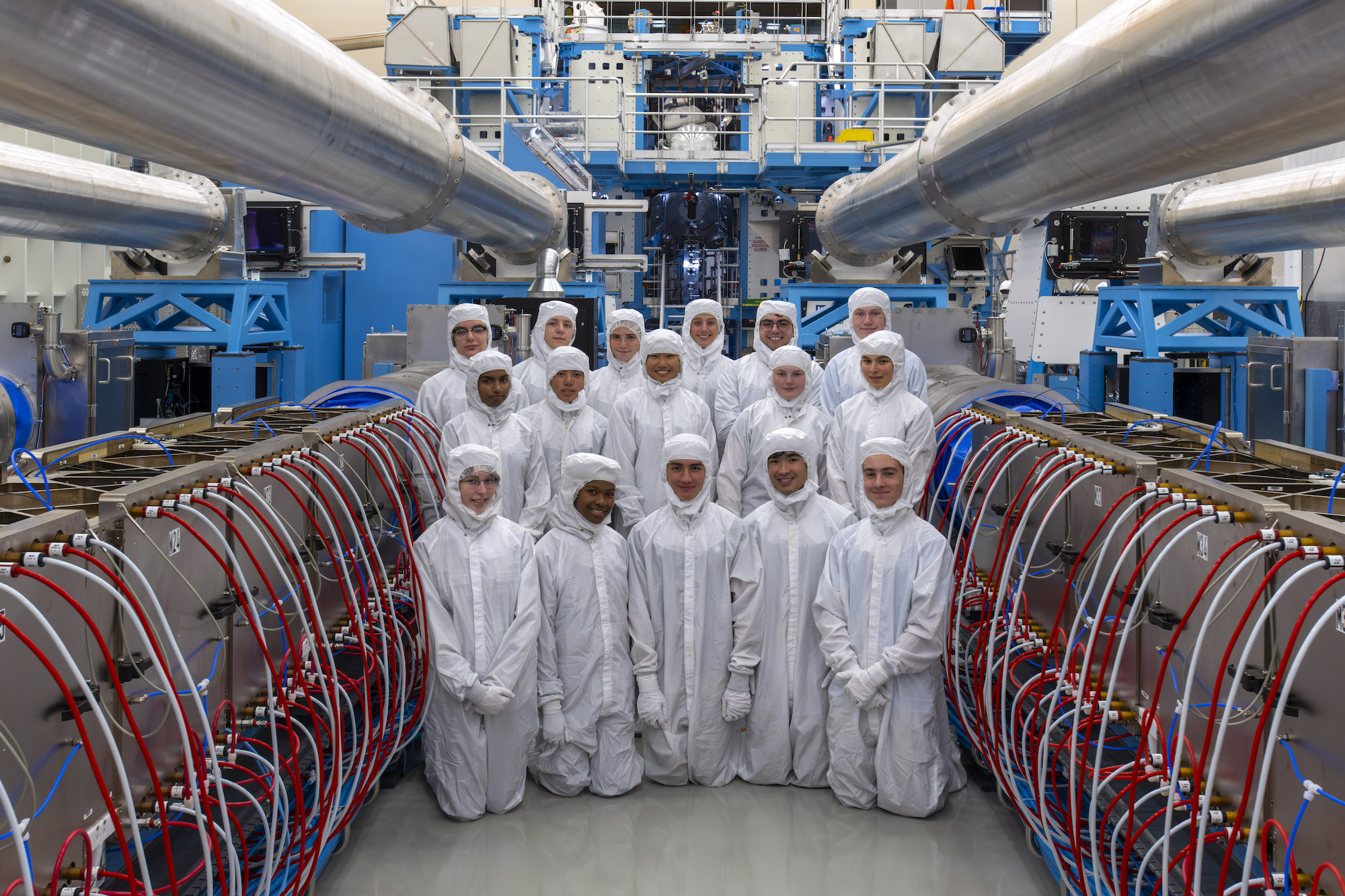 2024 Summer High School Research Program students on a tour of the OMEGA EP laser system 