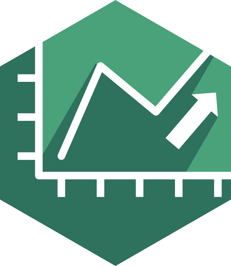 icon of a chart and arrow going upward.
