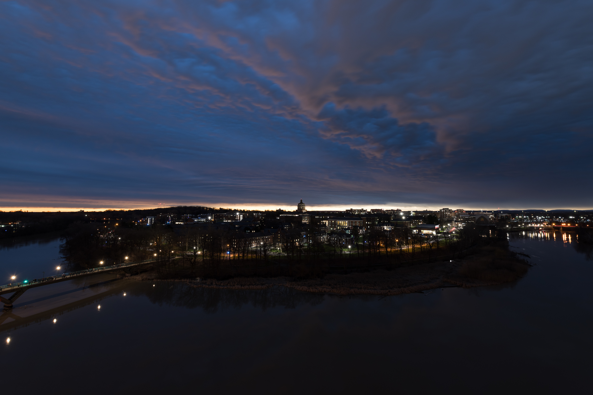 A solar eclipse is seen from the University of Rochester's River Campus 