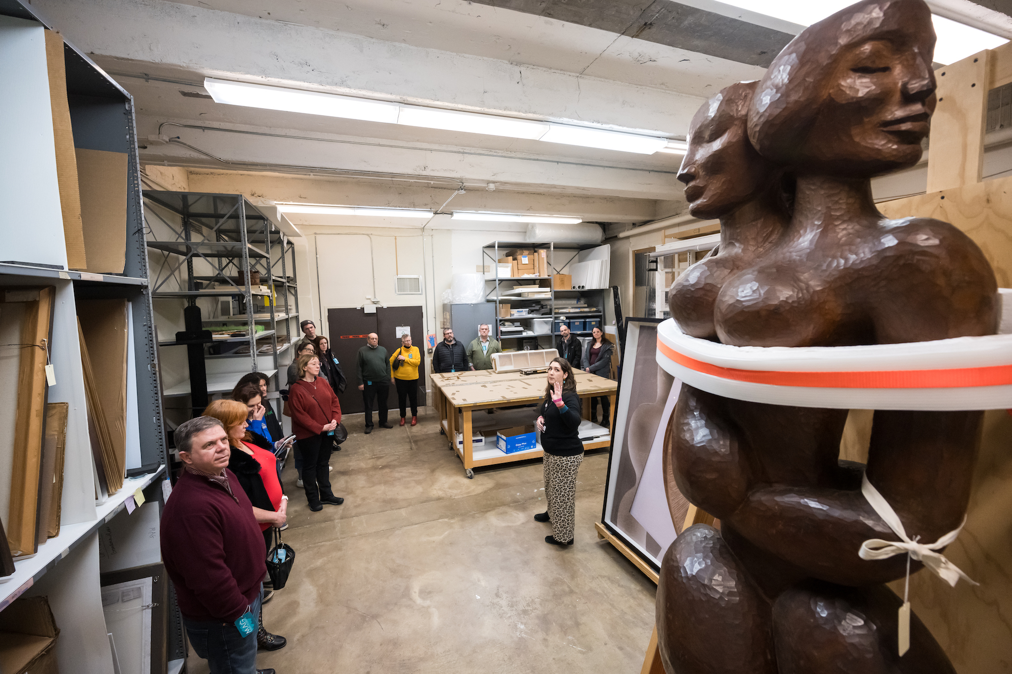 A recently acquired work by sculptor John Rhoden awaits preparation and display at the Memorial Art Gallery.