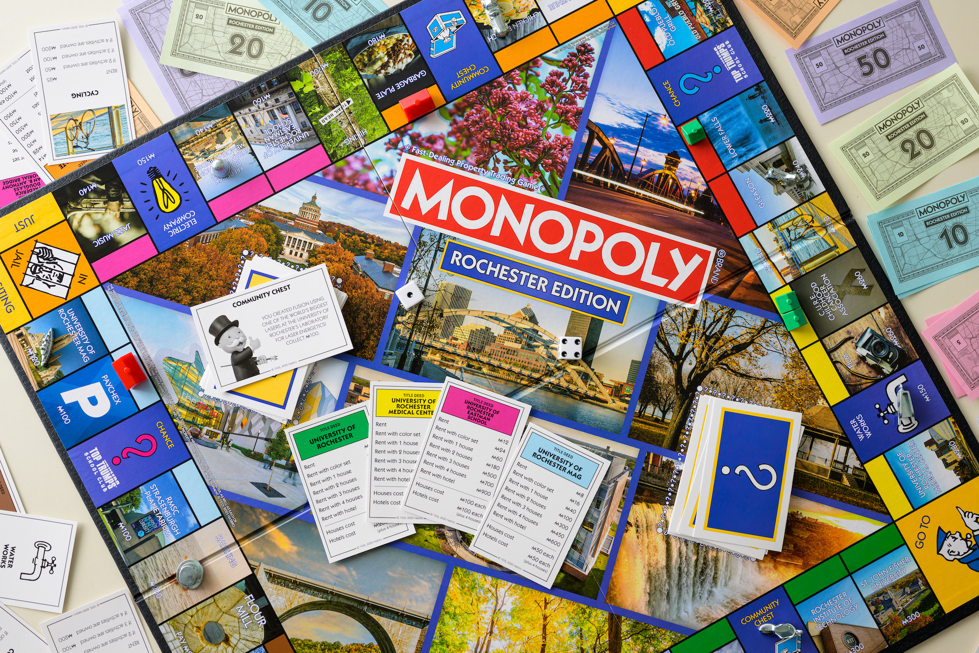Monopoly Rochester edition game board. 