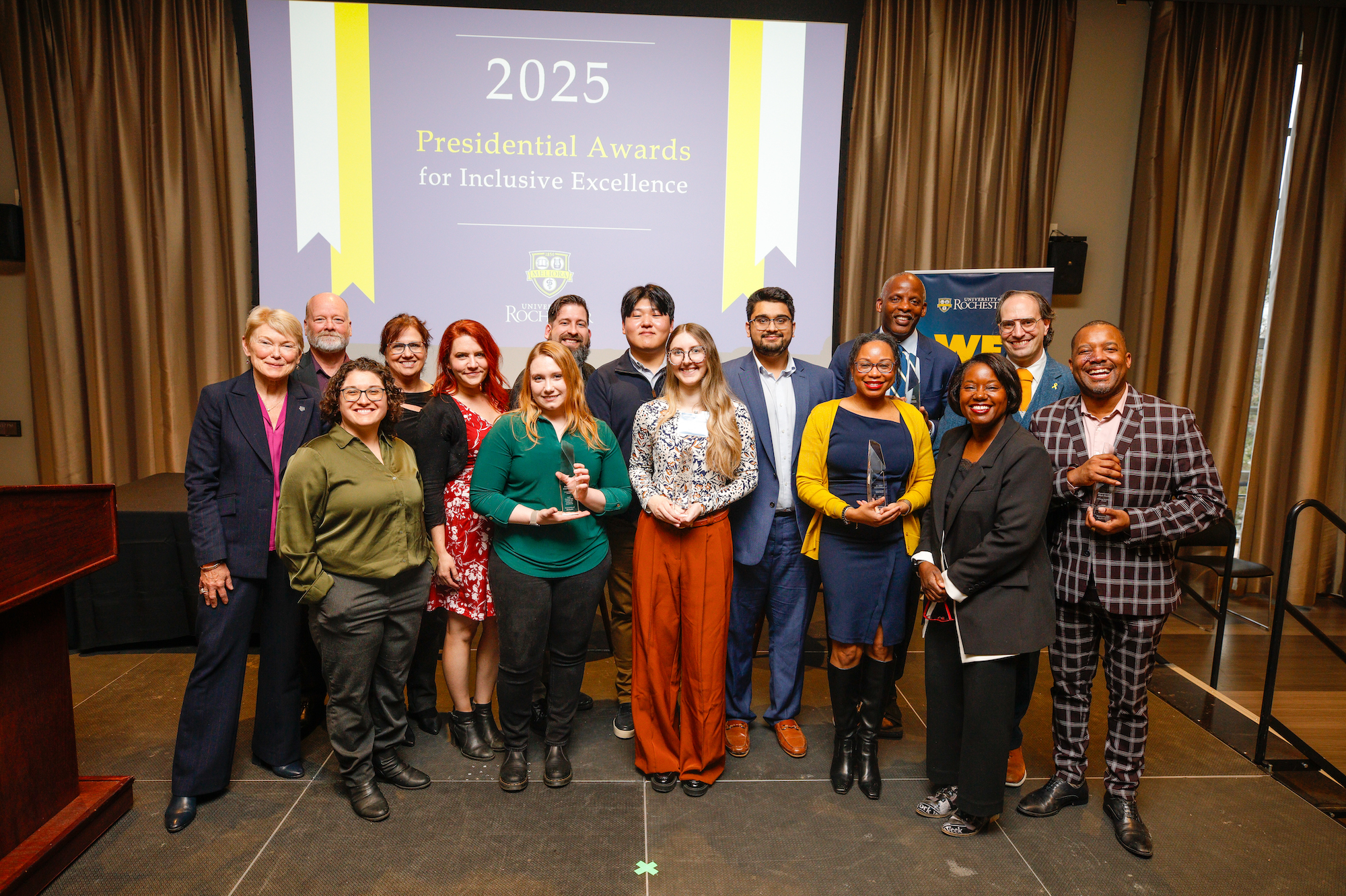 President Sarah Mangelsdorf and the recipients of this year's Presidential Awards for Inclusive Excellence.