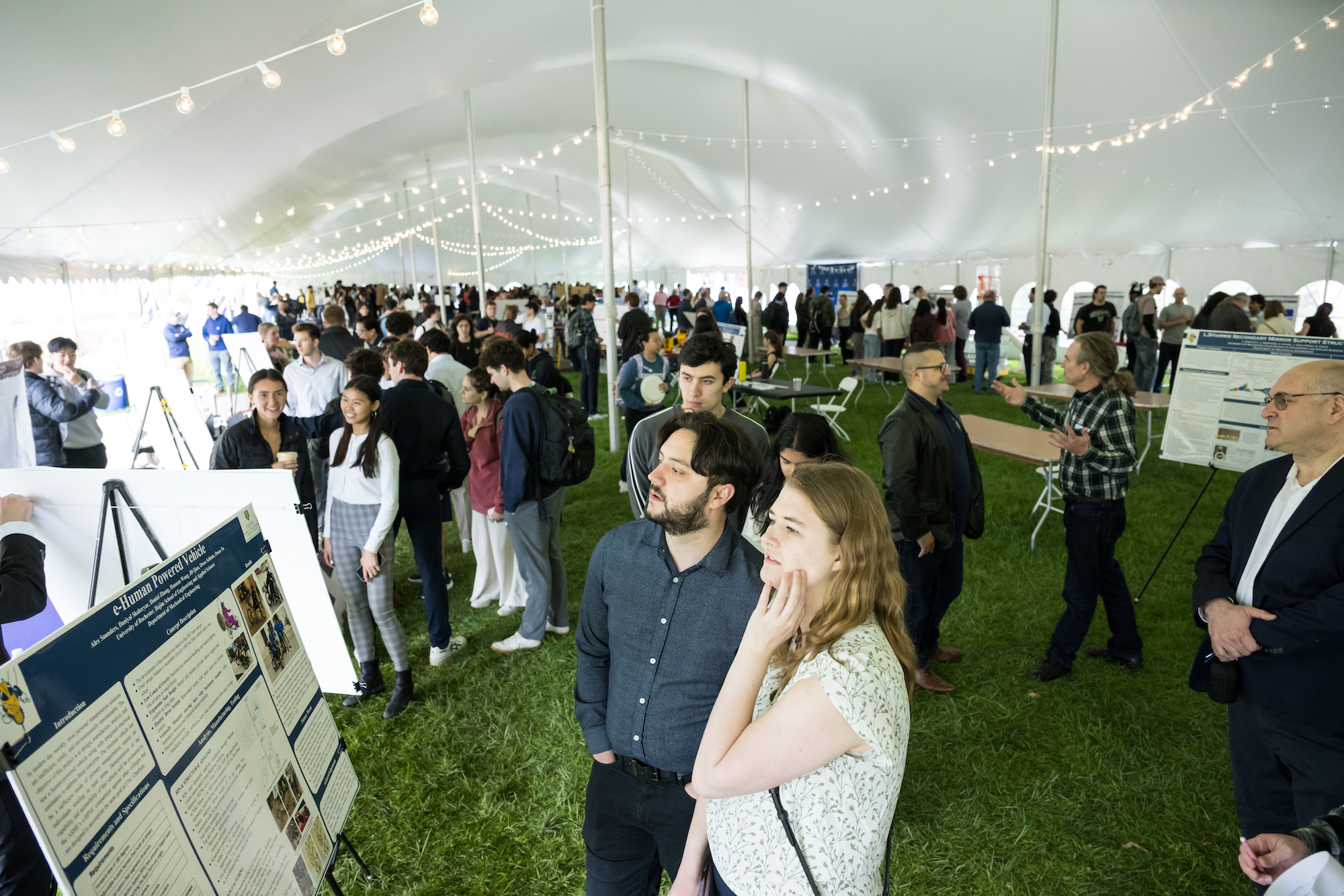 Students in the in Hajim School of Engineering and Applied Sciences display their projects during the school’s annual Design Day.