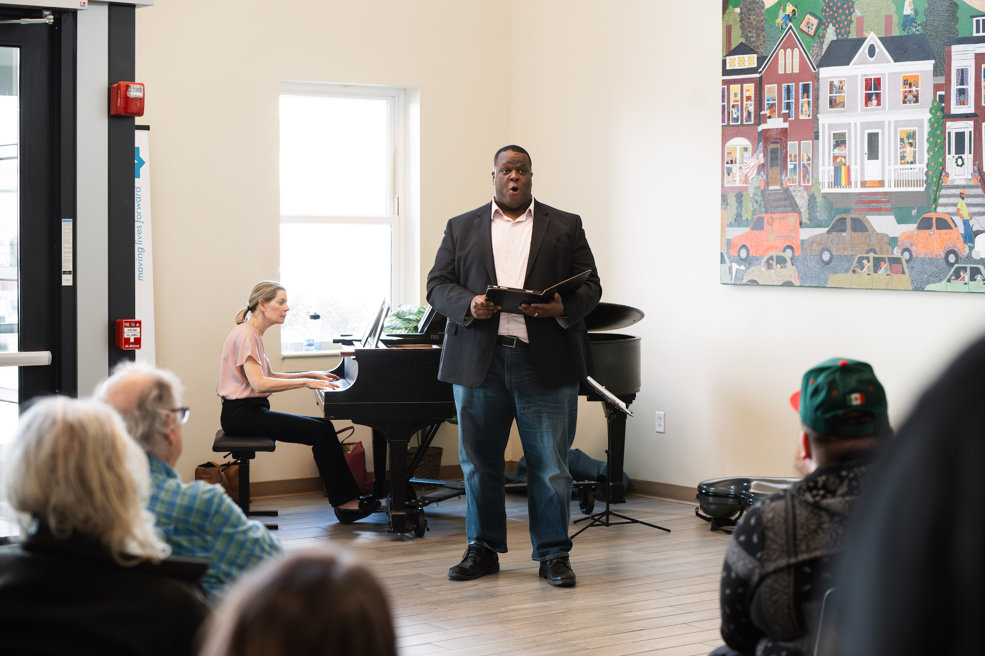Piianist Elinor Freer and baritone Joshua Conyers perform at East House.